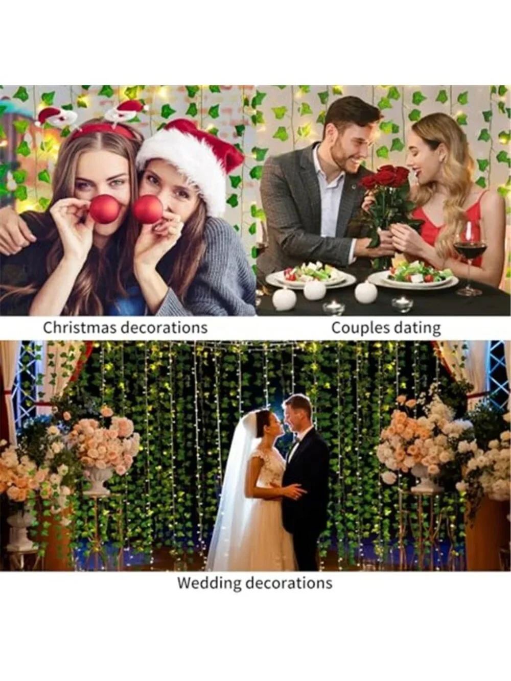 Artificial Ivy Garland 86FT Vine 80 LED String Lights Remote Bedroom Wall Decor